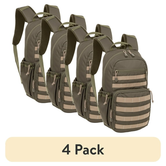 (4 pack) Outdoor Products Venture 17L Backpack, Green Polyester Unisex for Adults and Teens