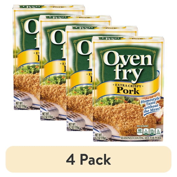 (4 pack) Oven Fry Extra Crispy Seasoned Coating Mix for Pork, 4.2 oz Box
