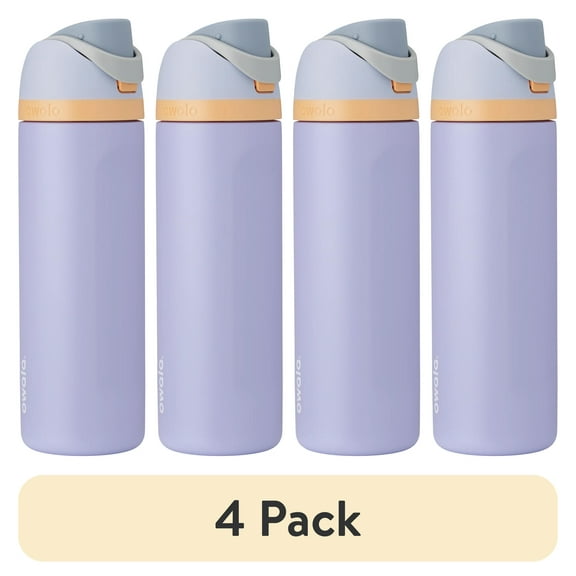(4 pack) Owala FreeSip Stainless Steel Water Bottle, 24oz, Cloud 9 Light Purple