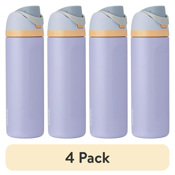 (4 pack) Owala FreeSip Stainless Steel Water Bottle, 24oz, Cloud 9 Light Purple