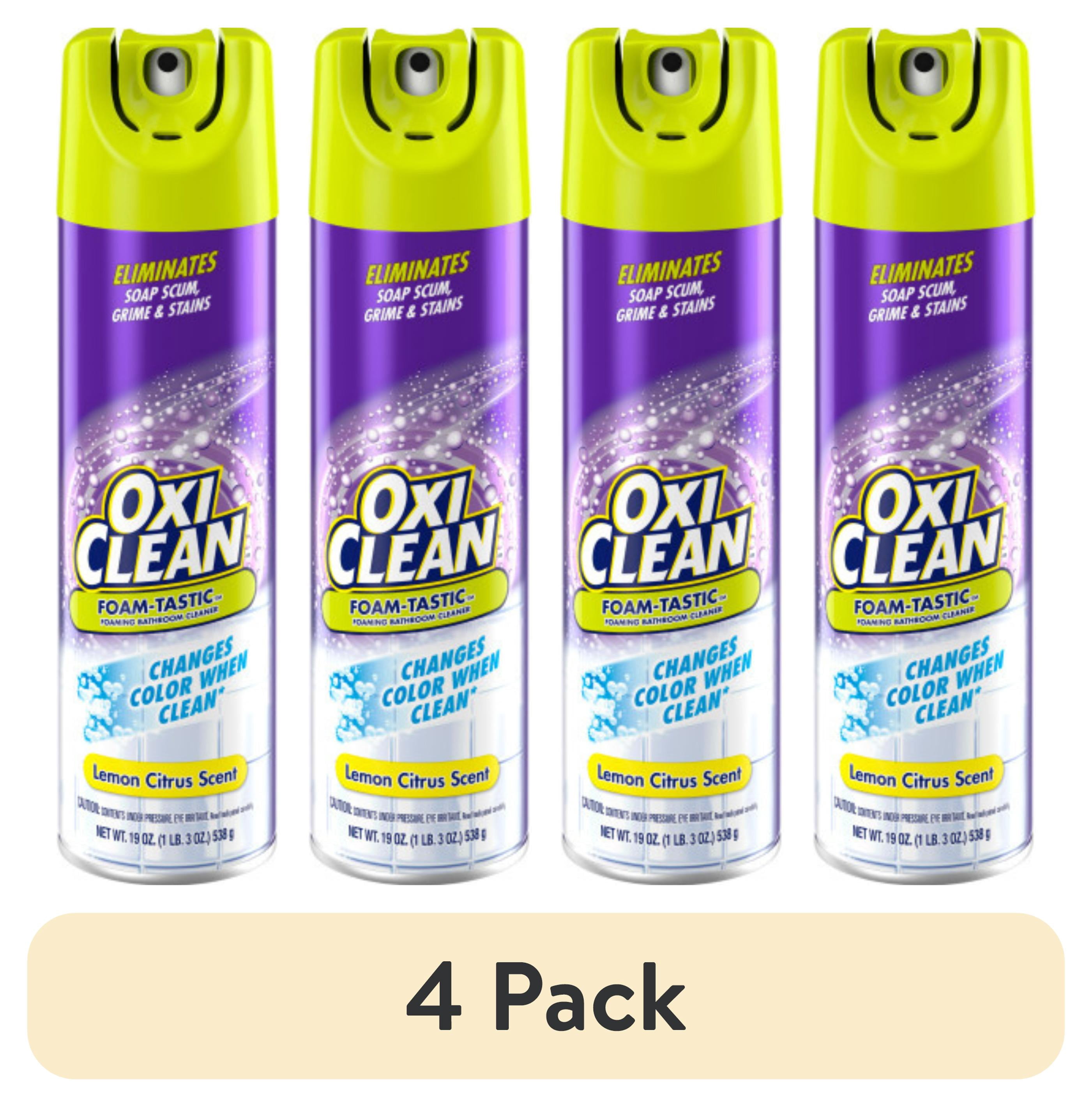 4 pack) OxiClean Foam-Tastic Foaming Bathroom Cleaner, Removes