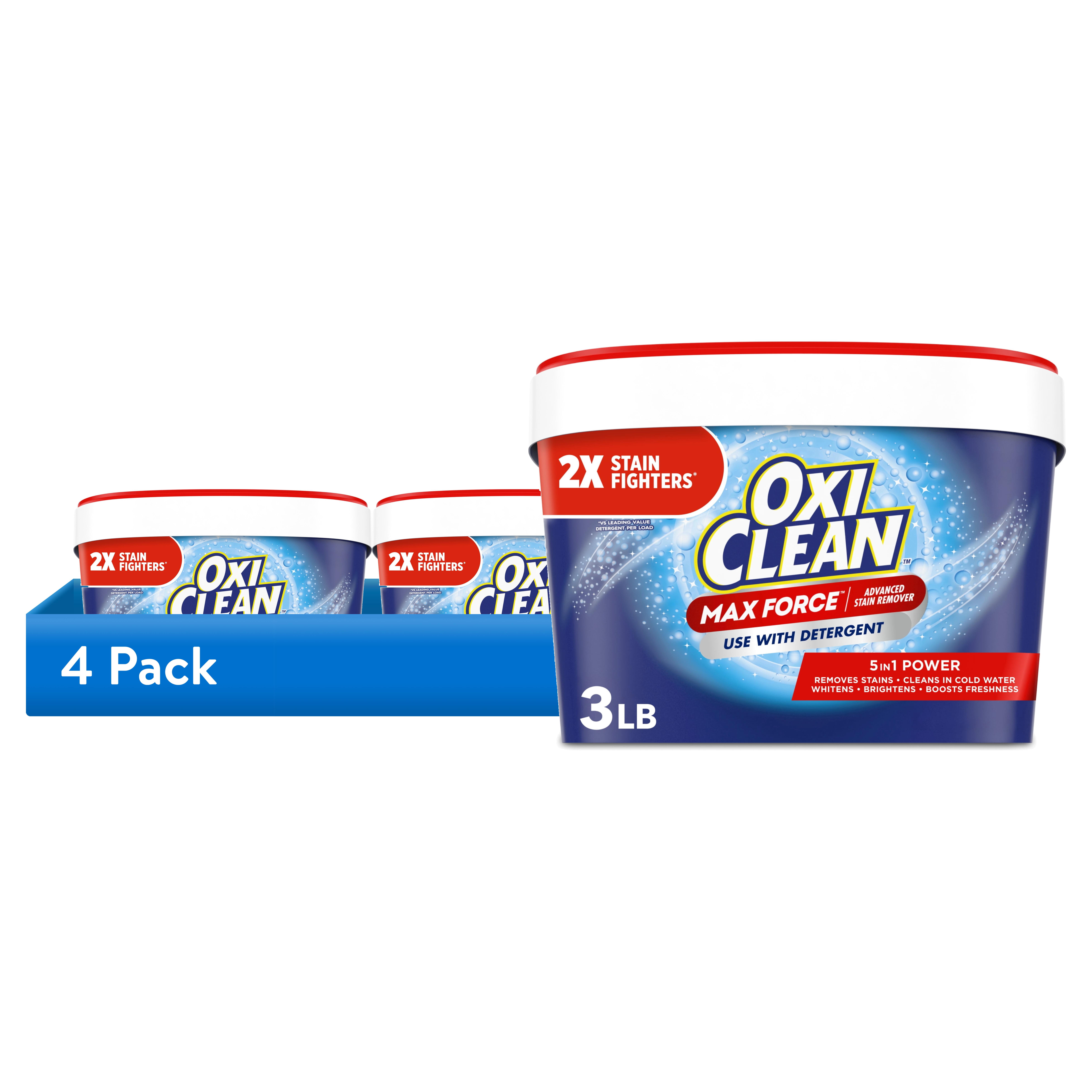 (4 pack) OxiClean Max Force Advanced Stain Remover Powder, Gentle Color-Safe In-Wash Stain Treater, 3 lbs