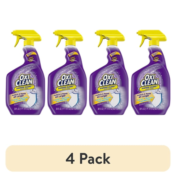 (4 pack) OxiClean Shower Guard Daily Shower Cleaner, Repels Bathroom Stains, 30 oz Spray Bottle