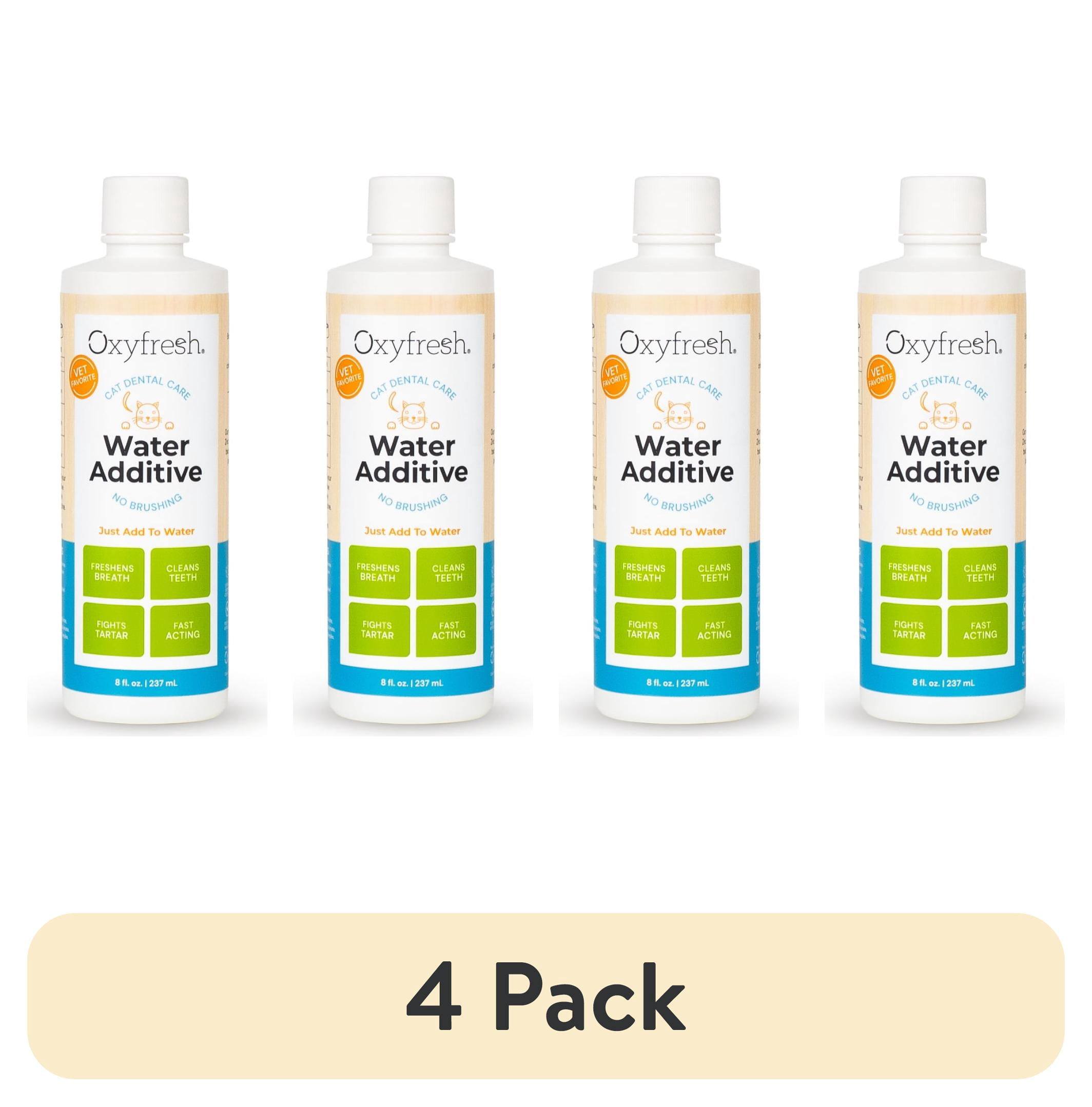 (4 pack) Oxyfresh Dental Cat Water Additive, Easy Solution for Fresh Breath & Teeth Cleaning, Just Add to Water, 8 fl. oz.