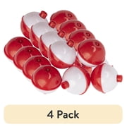 (4 pack) Ozark Trail 1-1/2 in Snap-On Fishing Floats, Red and White, 5 Pack