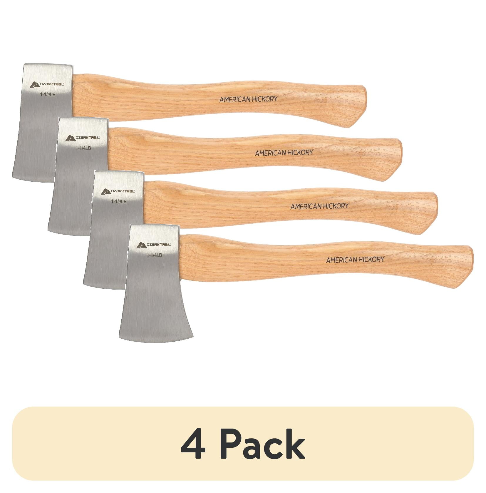 4 pack) Ozark Trail Hatchet Axe, 1.25 lb, Wooden Handle, Camping
