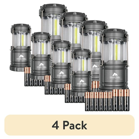 (4 pack) Ozark Trail LED Camping Lanterns 3 Pack with AAA & AA Batteries
