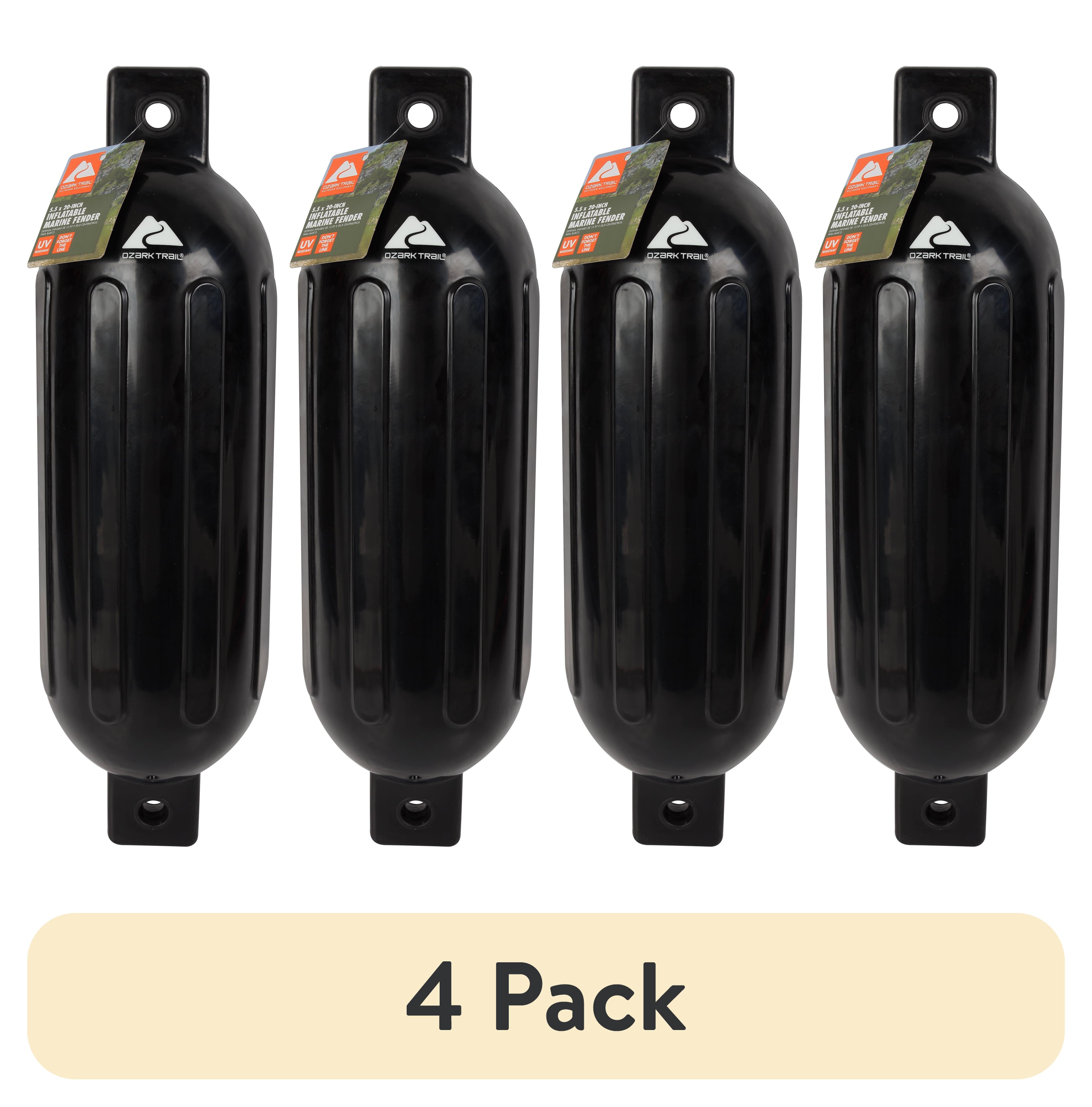 (4 pack) Ozark Trail 5.5" x 20" Inflatable Boat Bumper Marine Boat Fender, Black