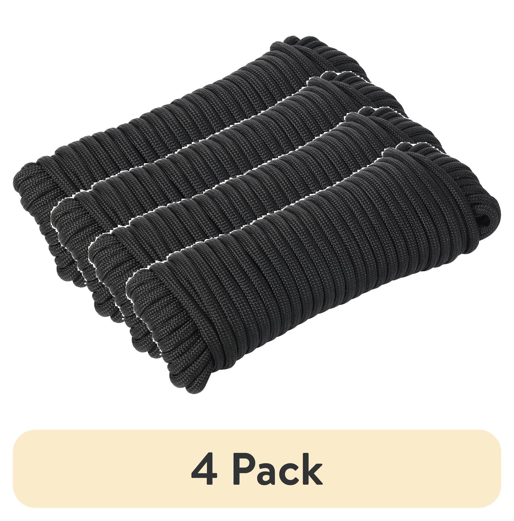 (4 pack) Ozark Trail 1100 lb Polyester Paracord Rope, Black, 50'