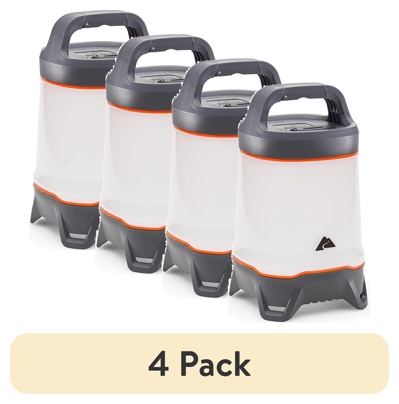 (4 pack) Ozark Trail 500 Lumen LED Camping Lantern – 4 Light Modes, 42-Hour Runtime, Water-Resistant, Gray/Orange
