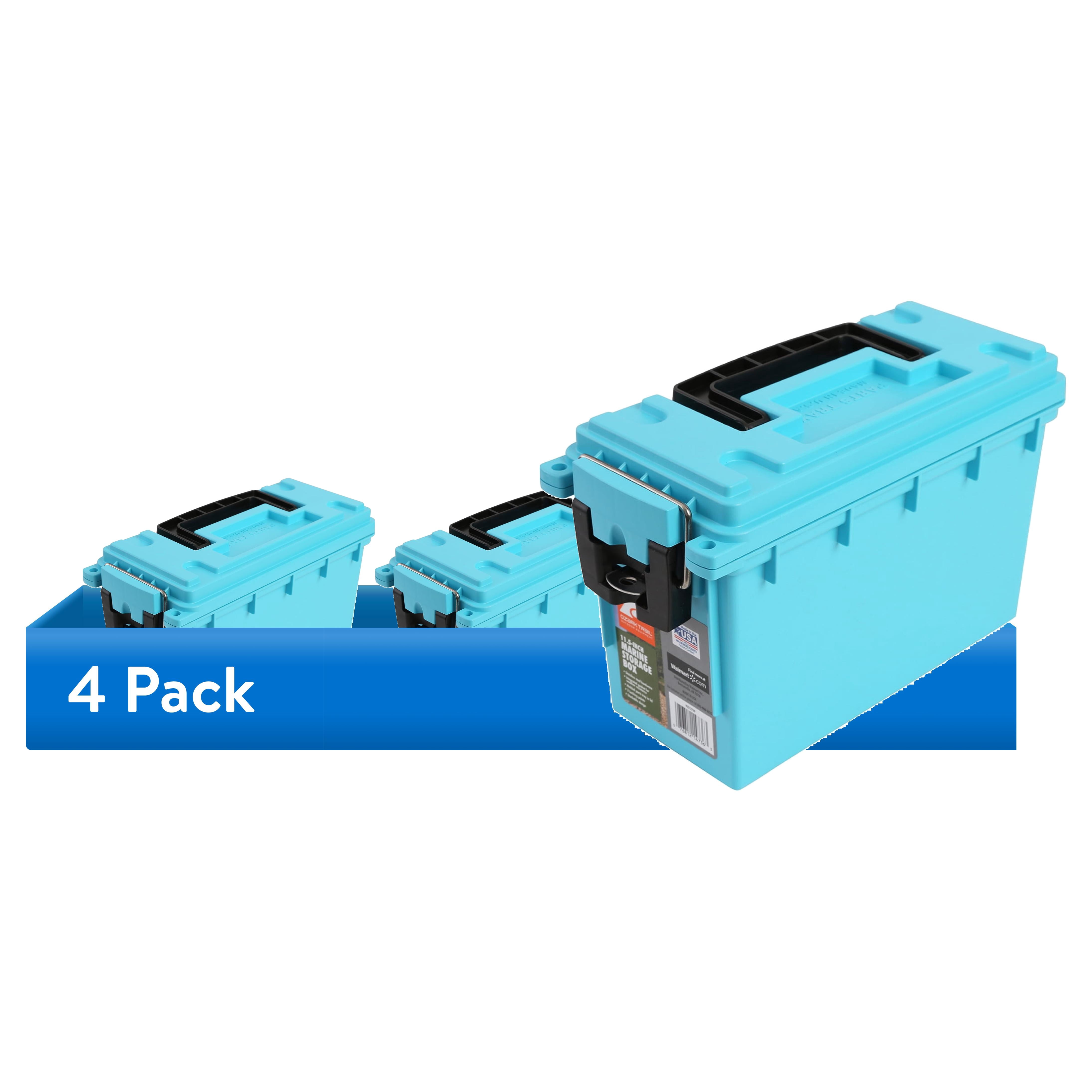 (4 pack) Ozark Trail Blue Marine Storage Box with Water Resistant Lid