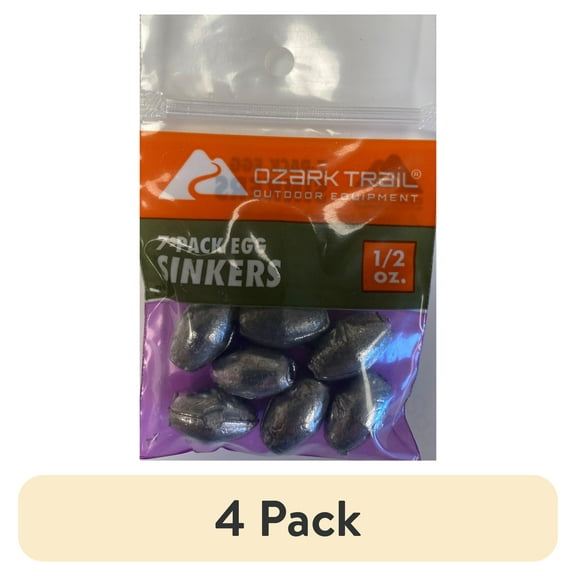 (4 pack) Ozark Trail Egg Sinker 1/2 Oz., Fishing Weight