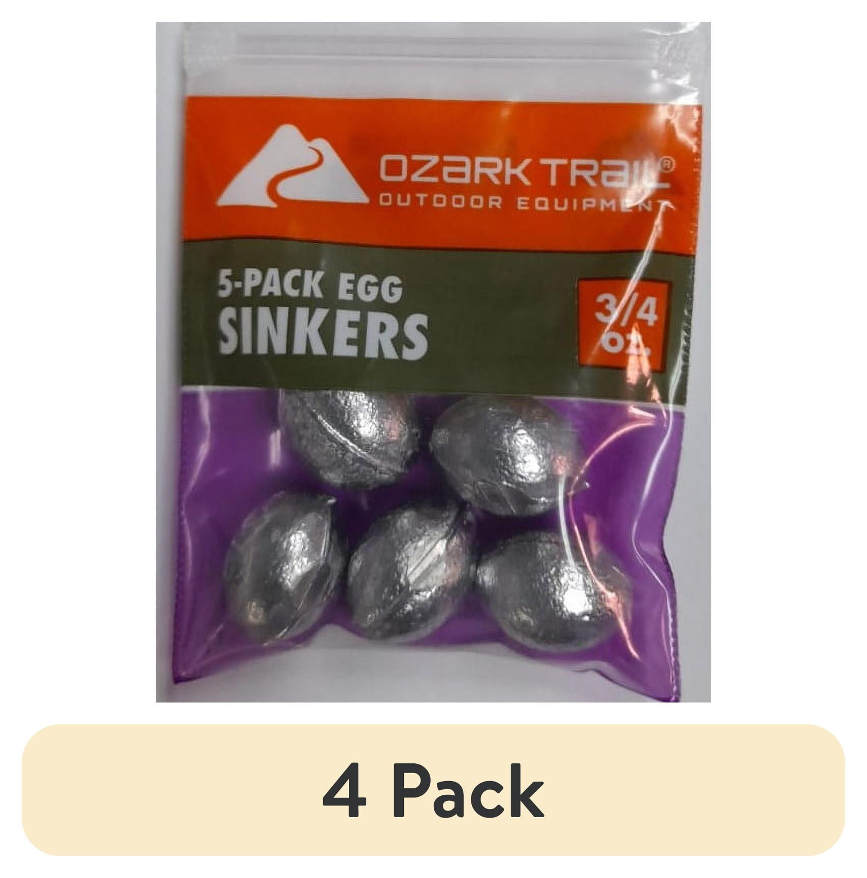 (4 pack) Ozark Trail Egg Sinker Fishing Weights, 3/4 oz, 5 Count
