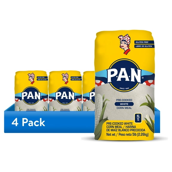 (4 pack) P.A.N. Gluten Free White Corn Meal 5 lb.