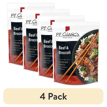 (4 pack) P.F. Chang's Home Menu Beef and Broccoli Cooking Sauce and Marinade, 8 fl oz.