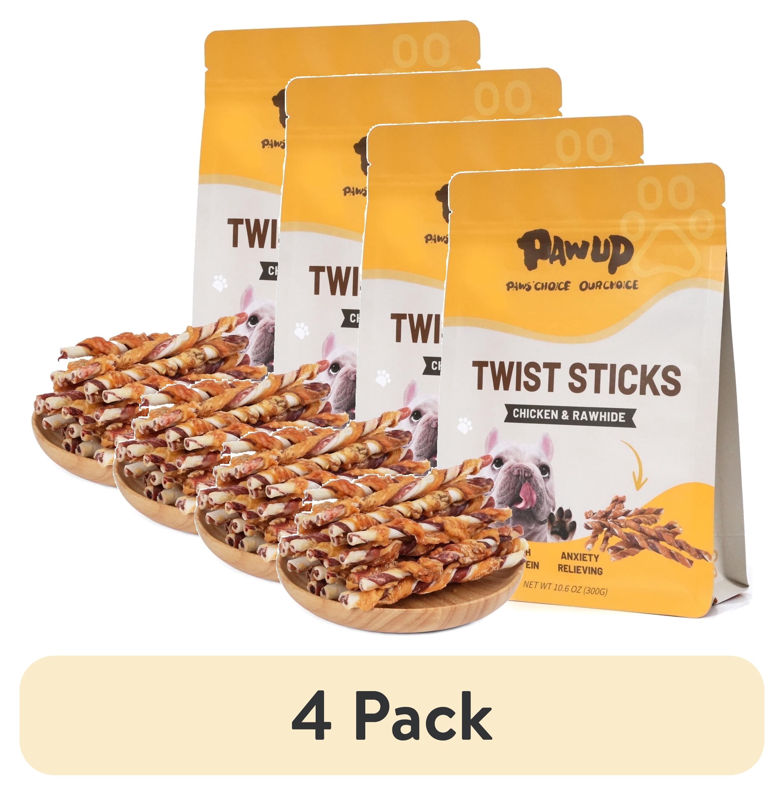 (4 pack) PAWUP Chicken Wrapped Rawhide Sticks, Chicken Jerky Twist Dog Treats for All Dogs, Dog Bones Long Lasting Dog Chew Dental Treats, 10.6oz