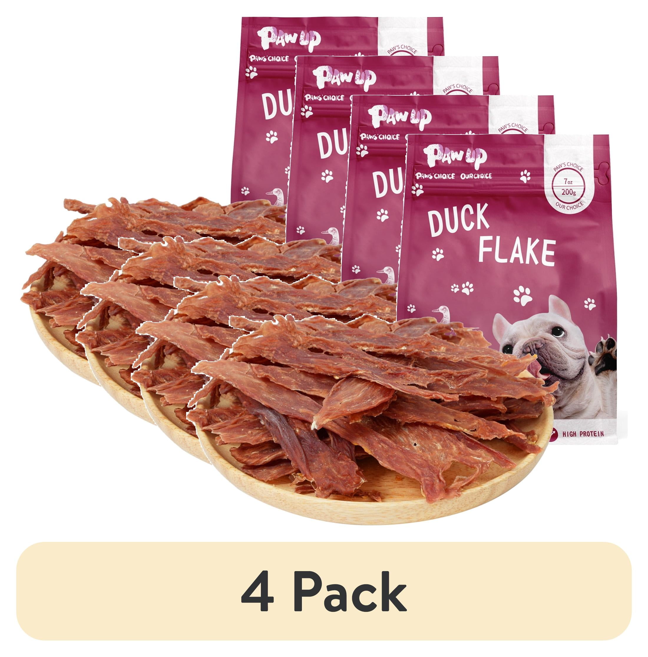 (4 pack) PAWUP Duck Jerky Dog Treats, High Protein Pure Duck Crisps Dog Snacks for Small Medium Large Dogs, Training Treats for Dogs, 7oz