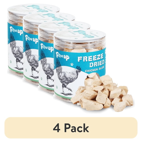 (4 pack) PAWUP Freeze Dried Chicken Slice Dog Treats for Small Medium Large Dogs, Single Ingredient, High Protein, Grain Free Training Snacks, 3.9oz