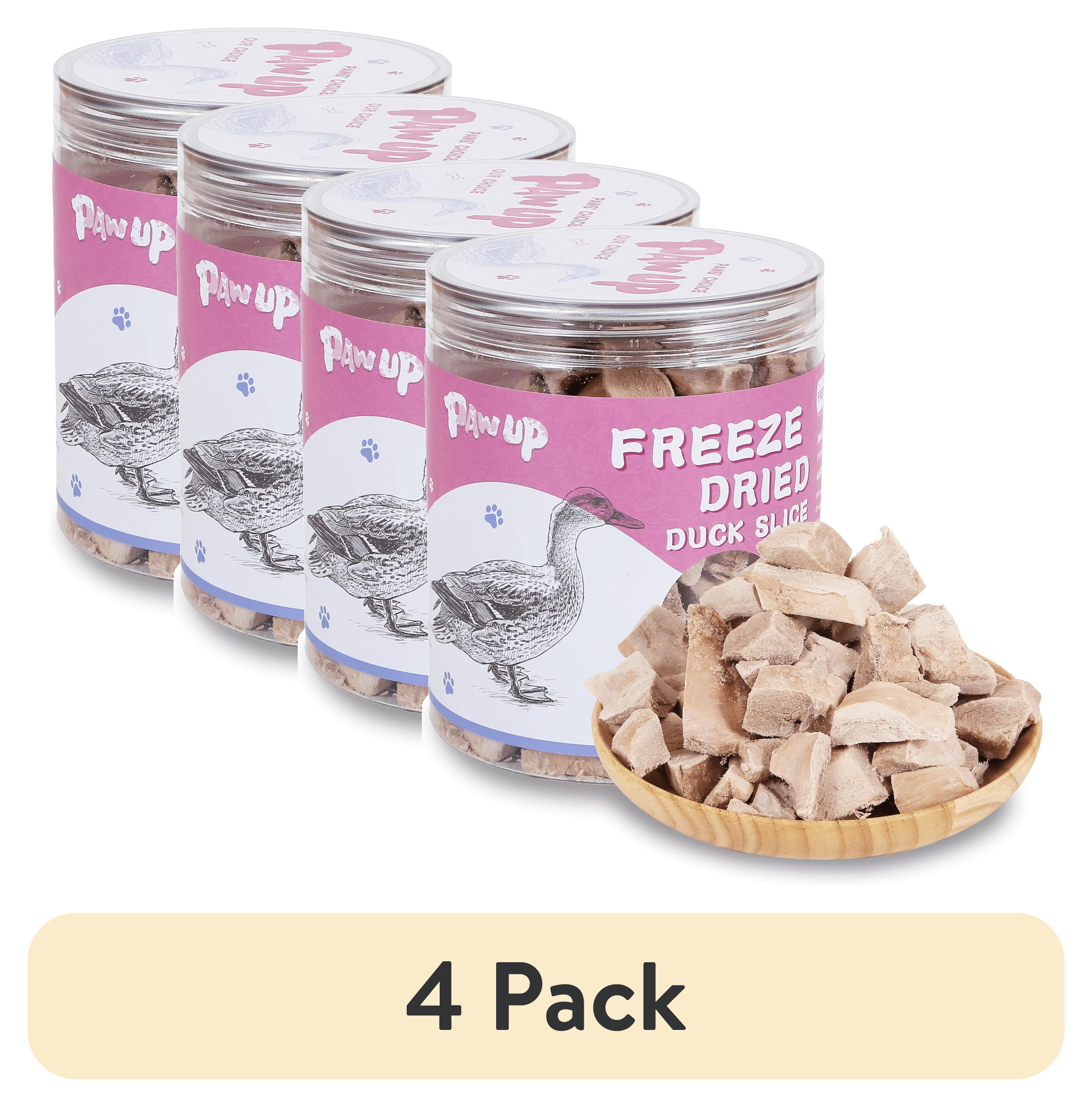(4 pack) PAWUP Freeze Dried Duck Dog Treats for Small Medium Large Dogs, Single Ingredient, Grain Free, High Protein, Natural Hypoallergenic Snacks, 3.9oz