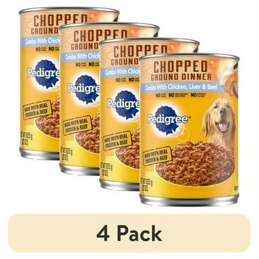 (4 pack) Pedigree Chopped Ground Dinner Chicken Liver And Beef Flavor Wet Dog Food, 22 Oz Can