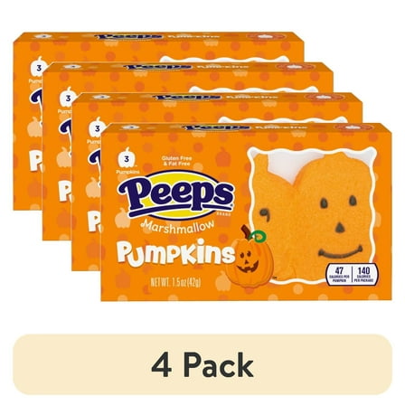 PEEPS Marshmallow Pumpkins Halloween Candy, 3 Count (1.5 Ounce)