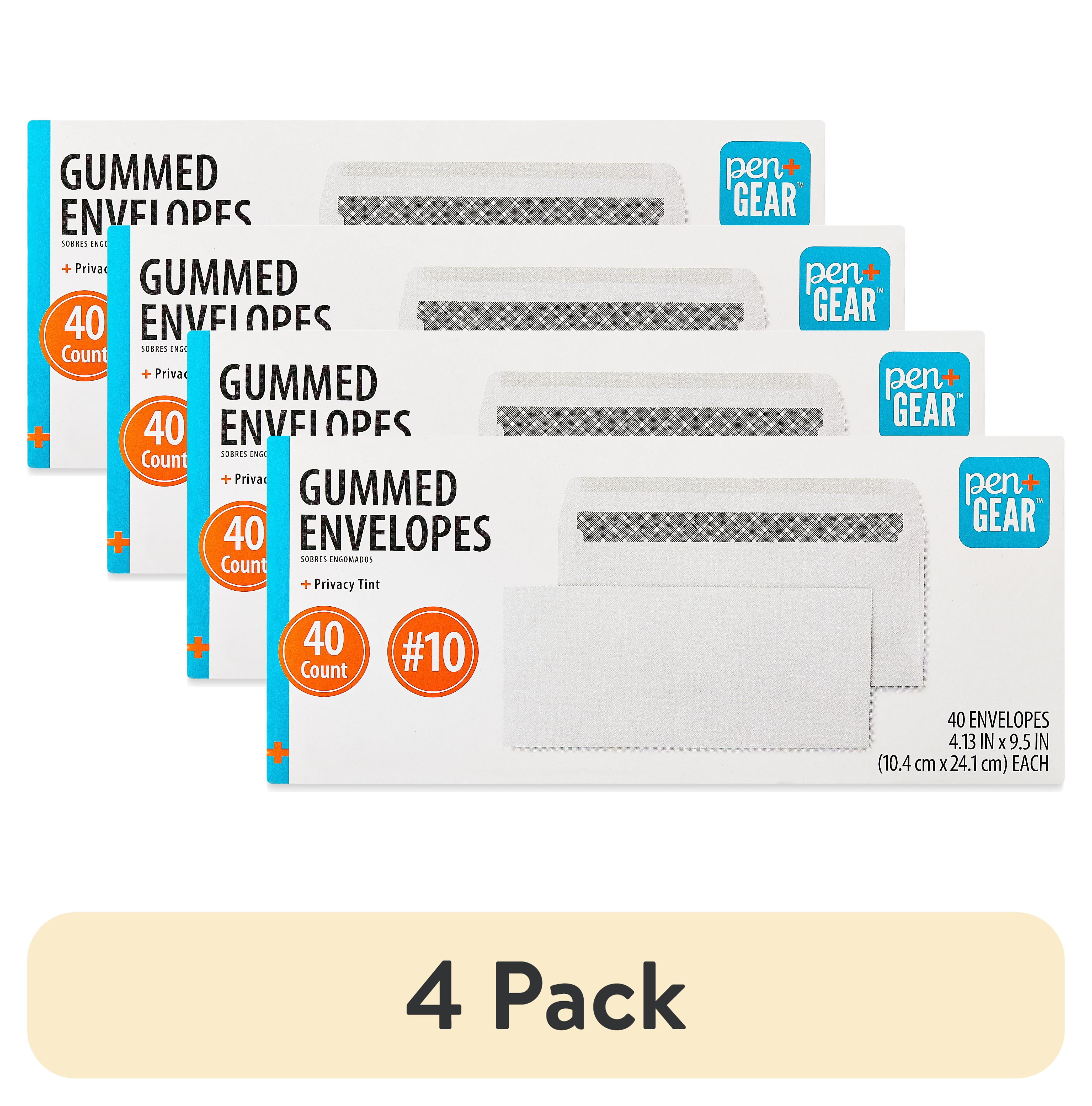 (4 pack) Pen + Gear #10 Privacy Tinted Gummed Envelopes, White, Count per Pack 40, Size - 4.13"x9.5"