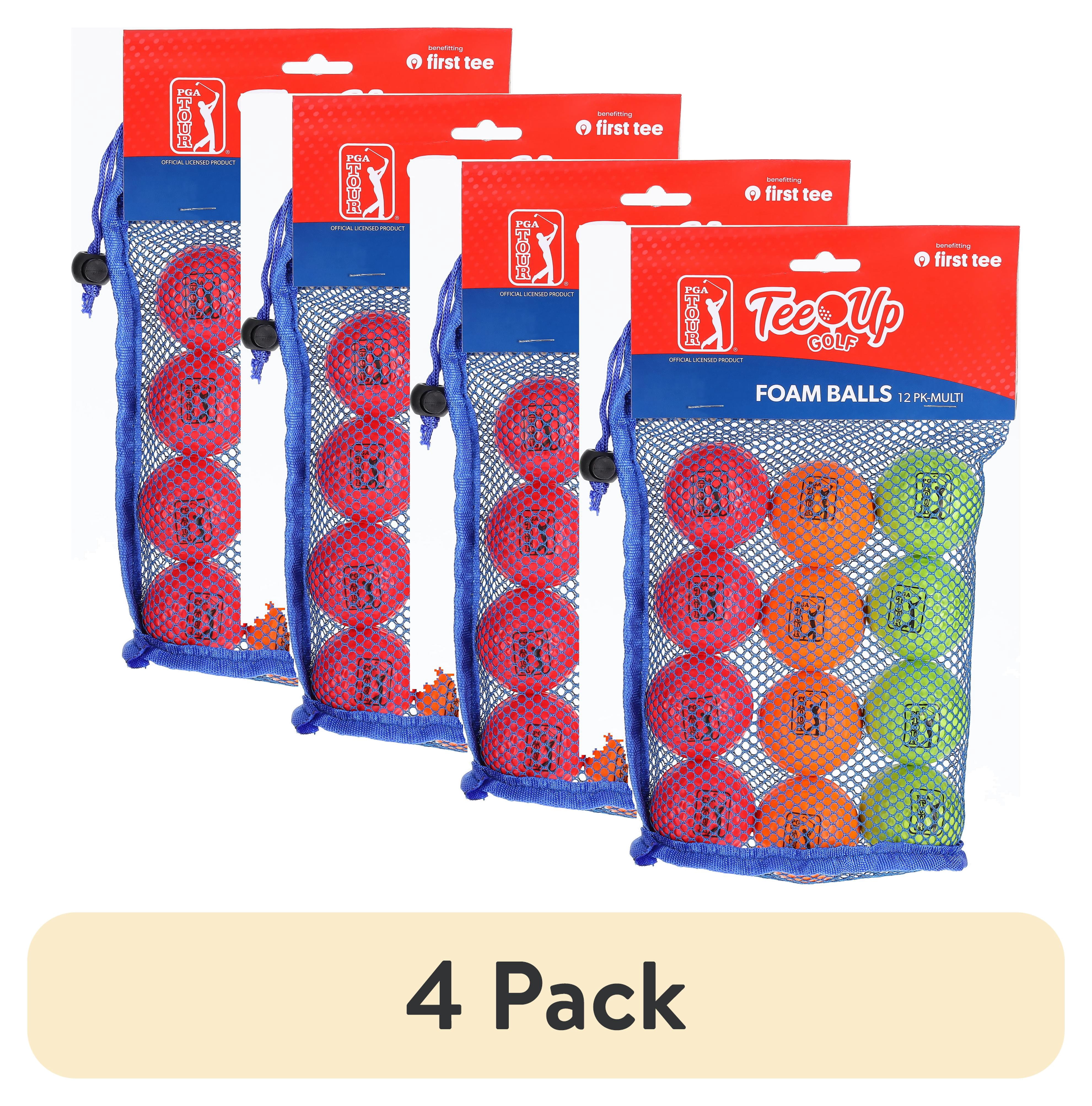 (4 pack) PGA Tour Tee-Up New Practice Foam Golf Balls, 12 Pack, Multicolor