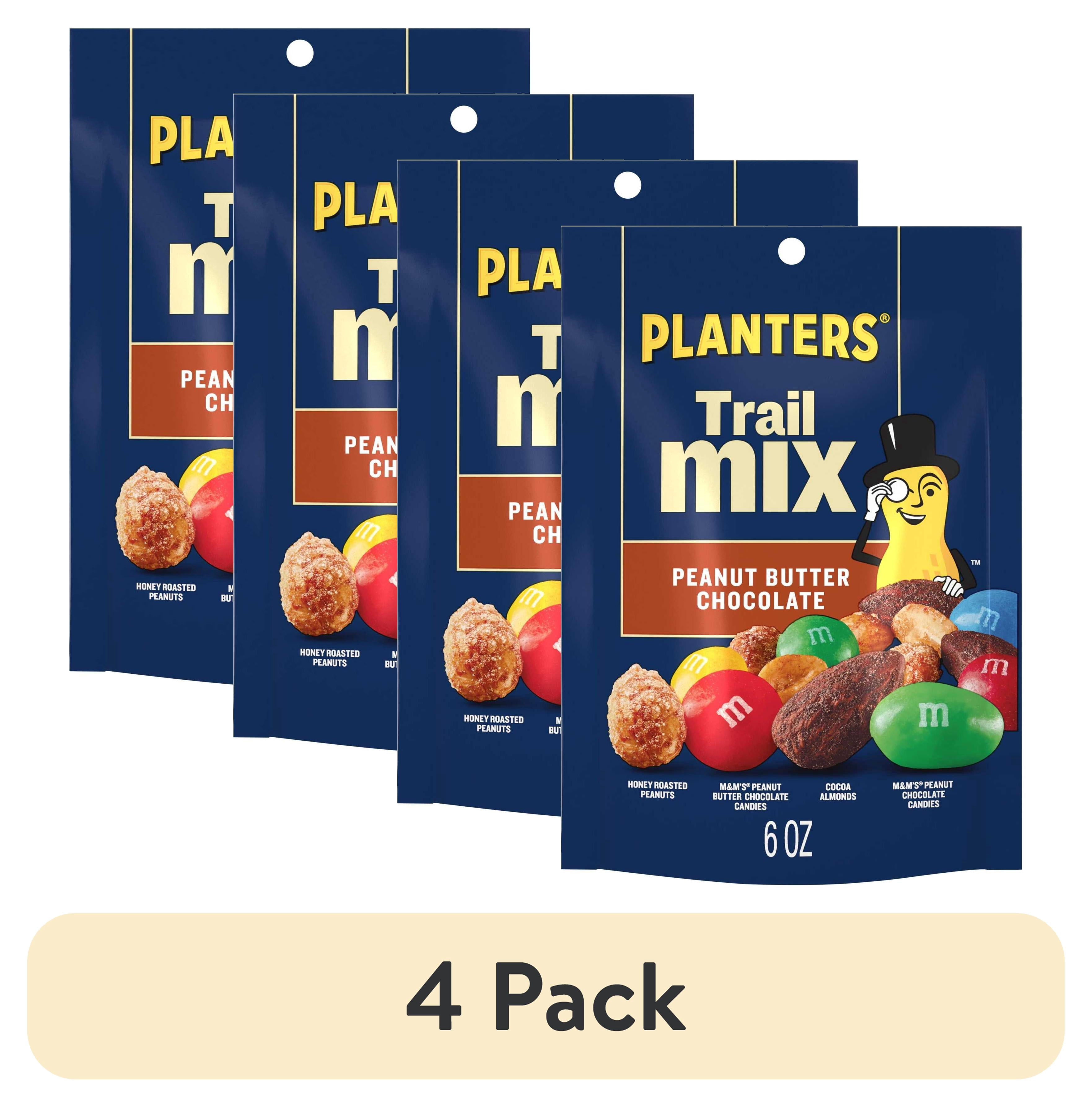 (4 pack) PLANTERS Peanut Butter Chocolate Trail Mix, 6g Protein (5% DV) per serving, 6 oz Resealable Bag