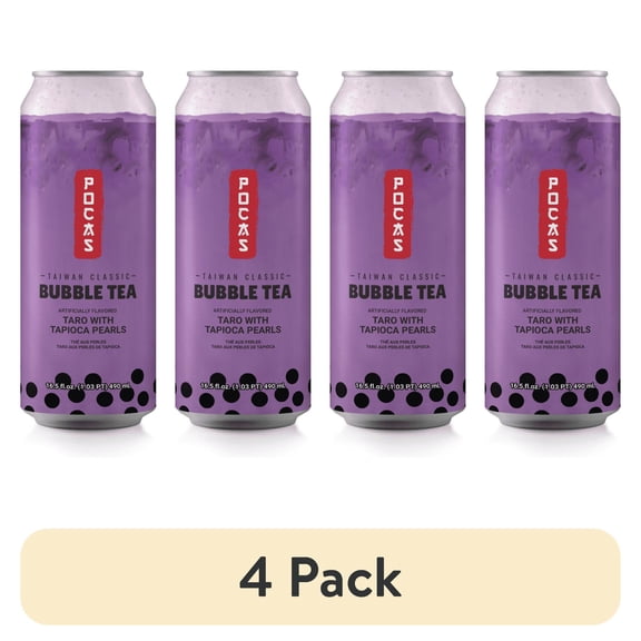 (4 pack) POCAS Bubble Tea, 4 ct, Taro Flavor, Taiwan Classic Milk Tea