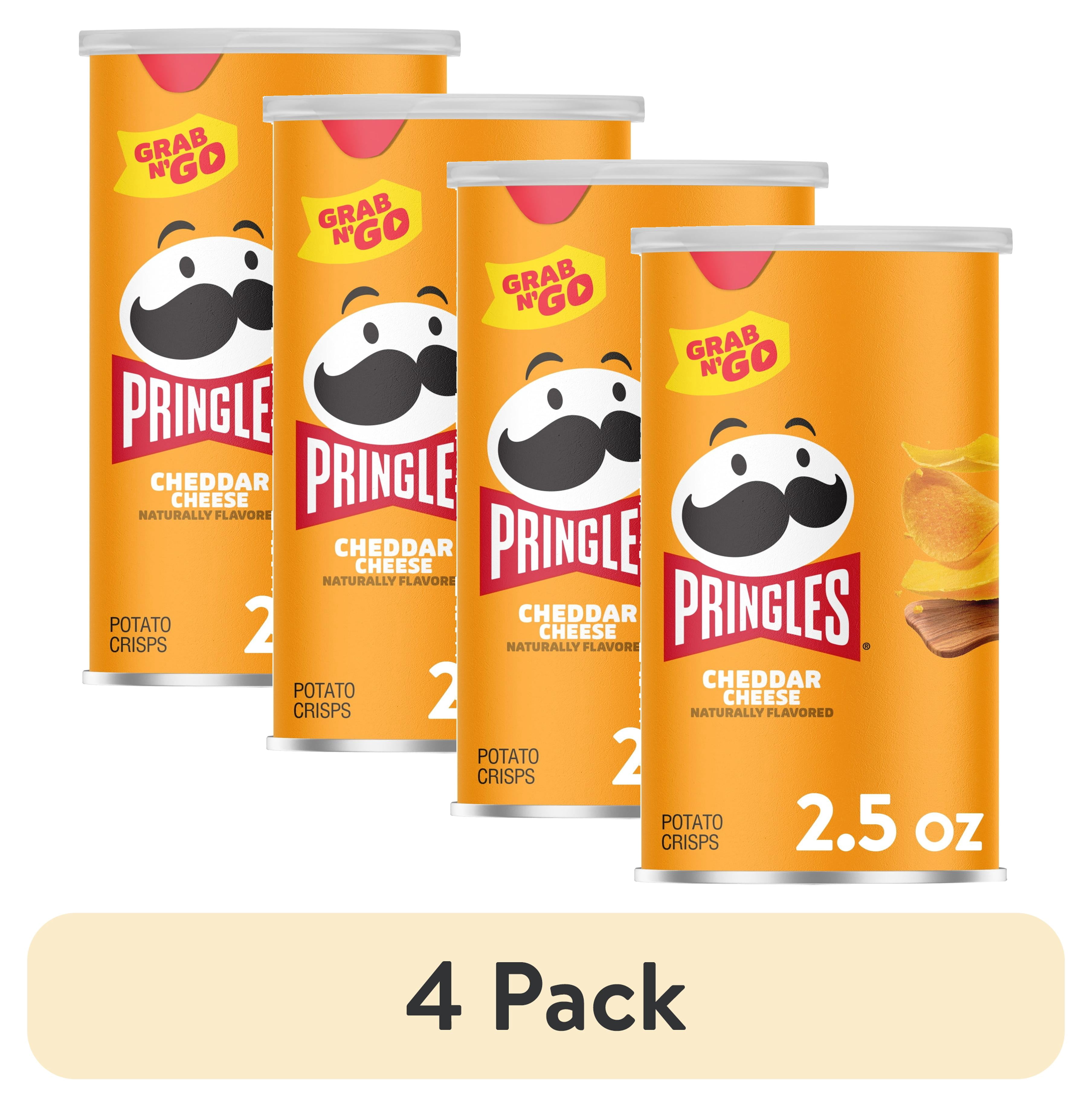 (4 pack) Pringles Potato Crisps Chips, Lunch Snacks, Office and Kids Snacks, Grab N' Go Pack, Cheddar Cheese, 2.5oz Can (1 Can)