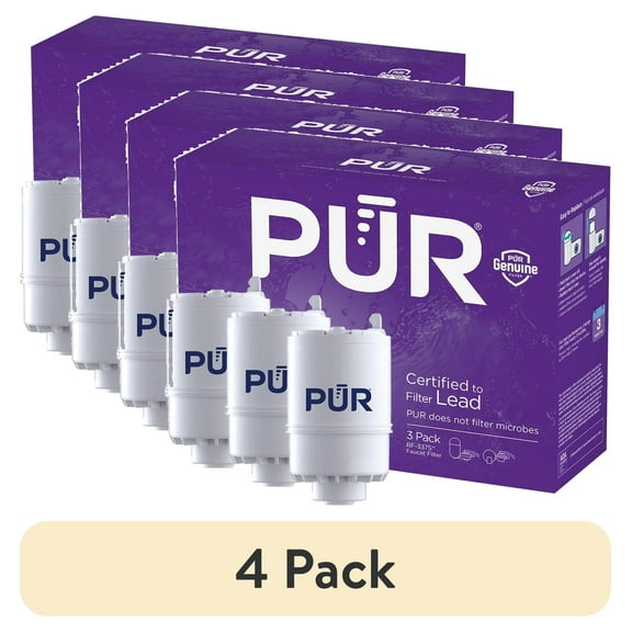 (4 pack) PUR Faucet Mount Water Replacement Filter 3-Pack, 9 Month Supply, RF33753