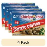 (4 pack) Pacific Pearl Fancy Smoked Oysters in Oil 3.75 oz