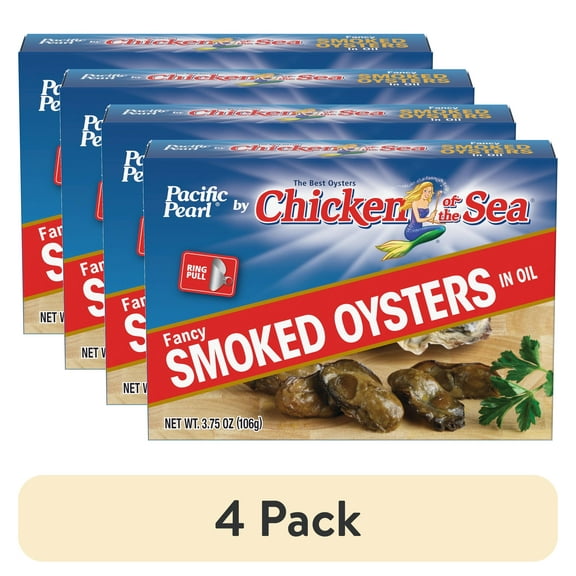 (4 pack) Pacific Pearl Fancy Smoked Oysters in Oil 3.75 oz