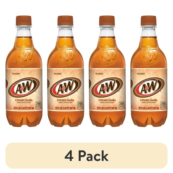 (4 pack) Pack of 2 A&W Cream Soda, 20 oz (Package May Vary)
