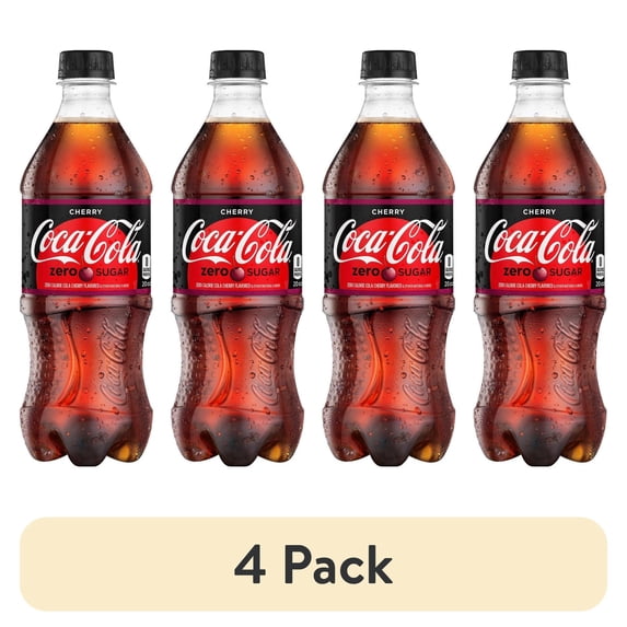 (4 pack) Pack of 2 Coca-Cola Zero Calorie Cherry Coke, 20 oz (Package May Vary)