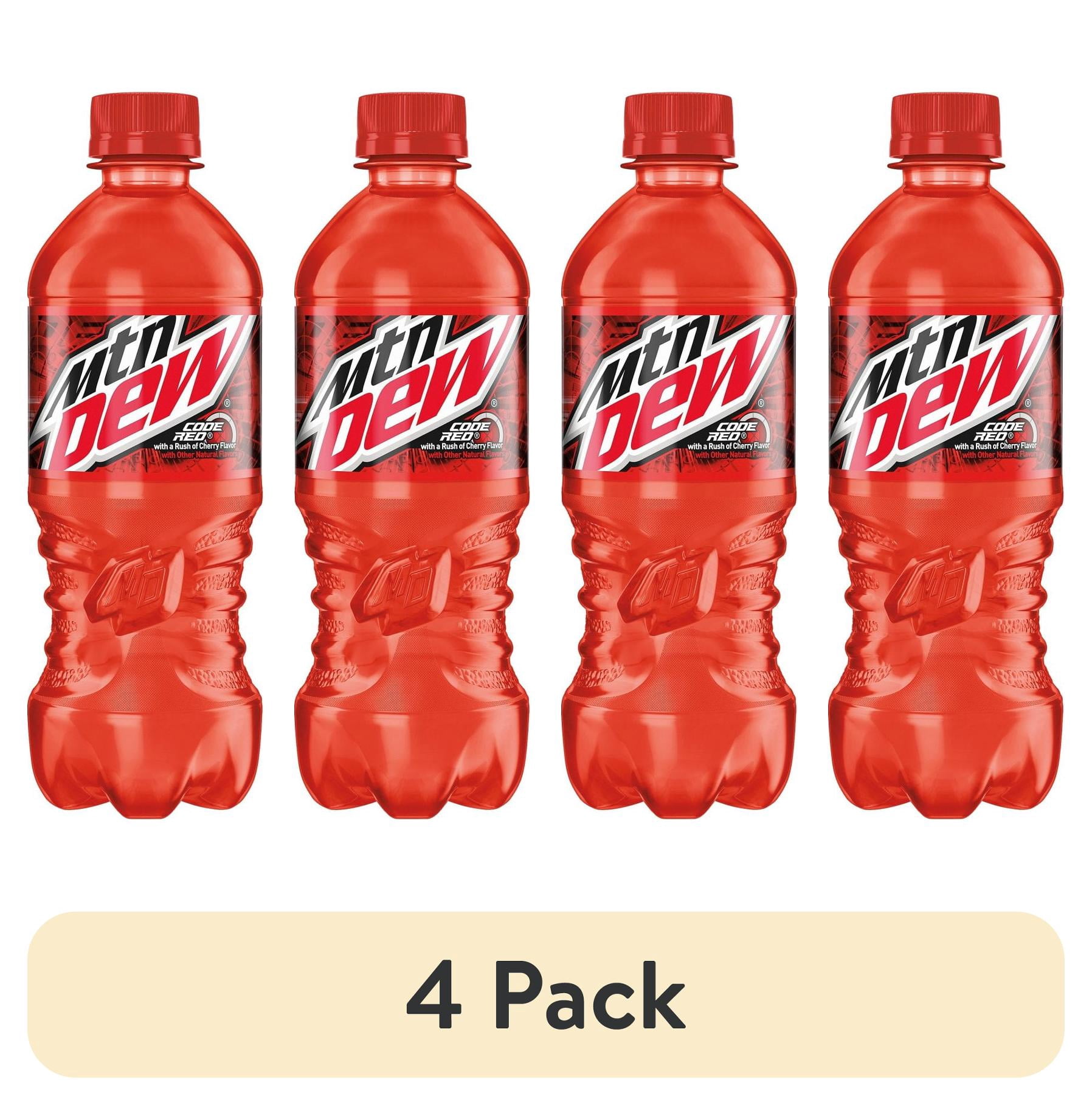 (4 pack) Pack of 2 Mountain Dew Code Red Cherry Flavor Soda, 20 oz ...