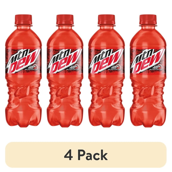 (4 pack) Pack of 2 Mountain Dew Code Red Cherry Flavor Soda, 20 oz (Package May Vary)