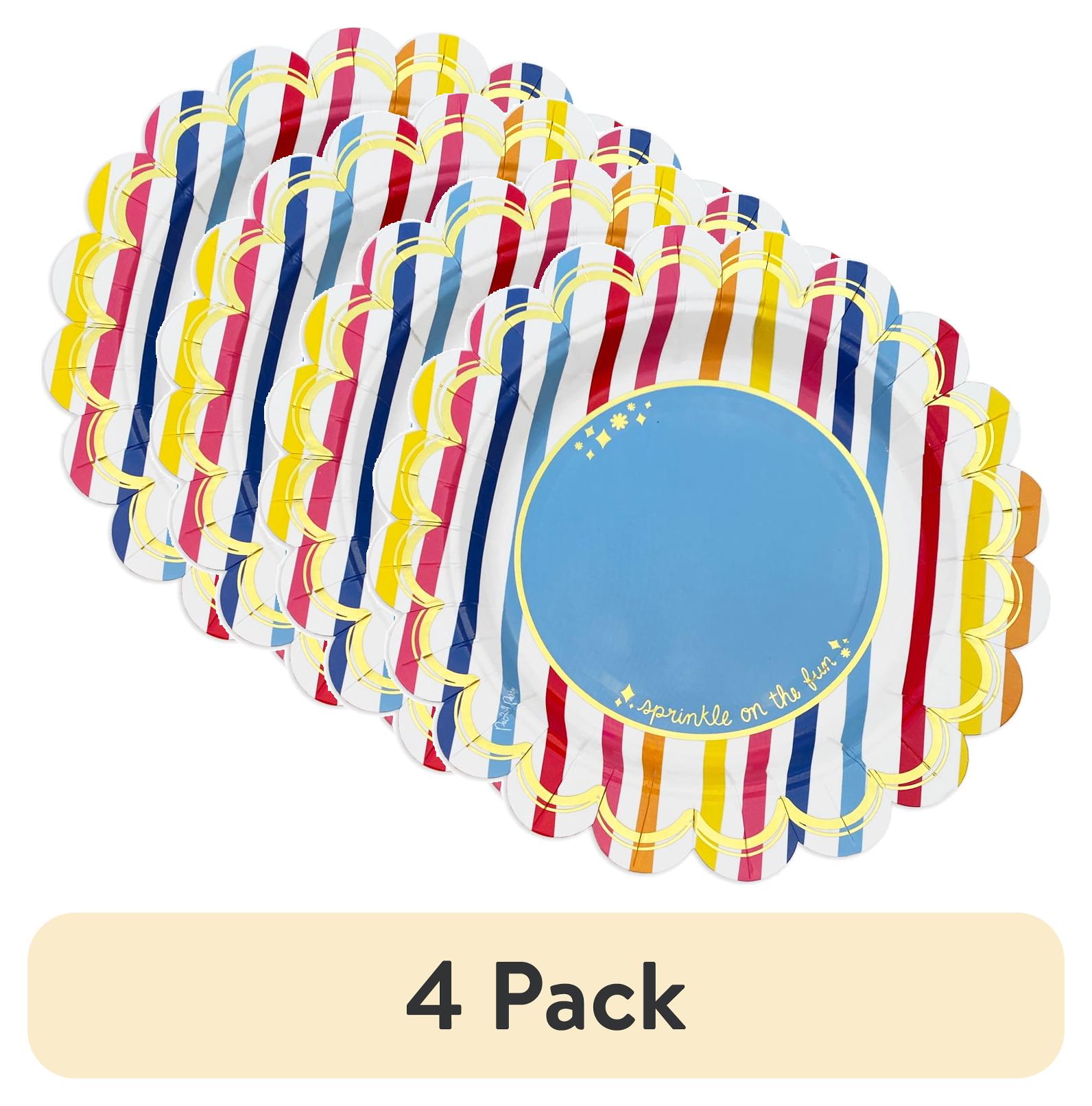 (4 pack) Packed Party 10 Ct. 'Seeing Stripes' Paper Dessert Plates