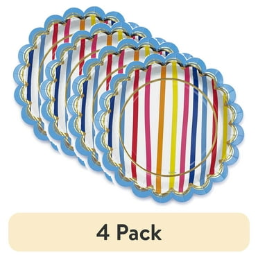 (4 pack) Packed Party 'Seeing Stripes' 9" Round Paper Dinner Plates 10 Ct.