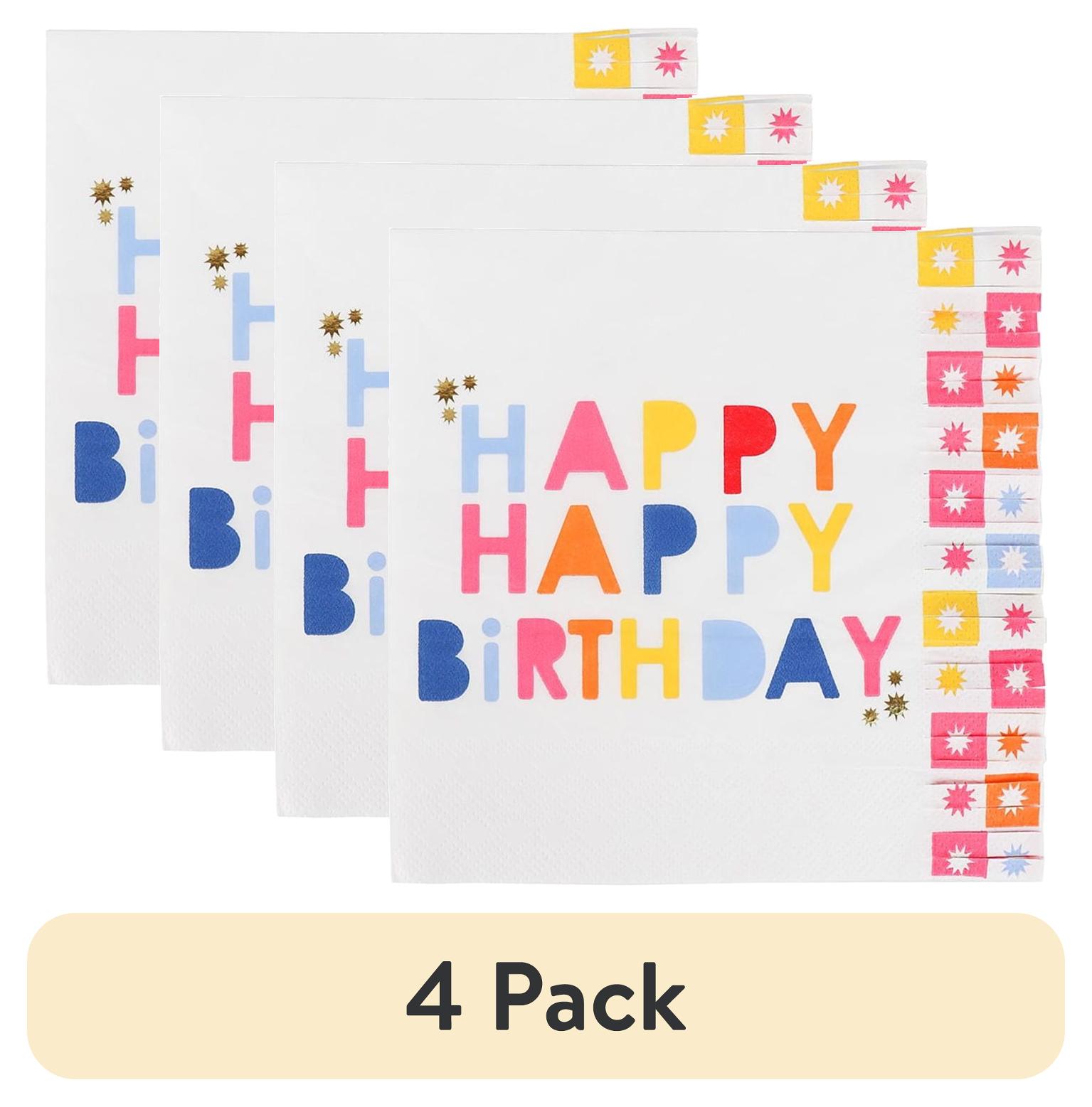(4 pack) Packed party "it's my birthday" multicolor 6.5" fringe lunch napkins, 20 ct
