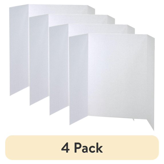 (4 pack) Pacon Tri-Fold Corrugated Presentation Display Boards, 48" x 36", 24/Carton
