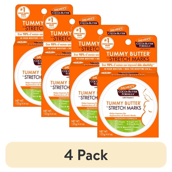(4 pack) Palmer's Cocoa Butter Formula Tummy Butter for Stretch Marks before, during, and after Pregnancy, 4.4 oz.