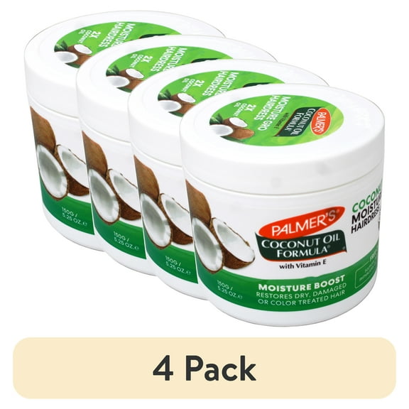 (4 pack) Palmers Coconut Oil Moisture Gro Hairdress, Restores Dry, Damaged or Color Treated Hair, 5.25 Ounce