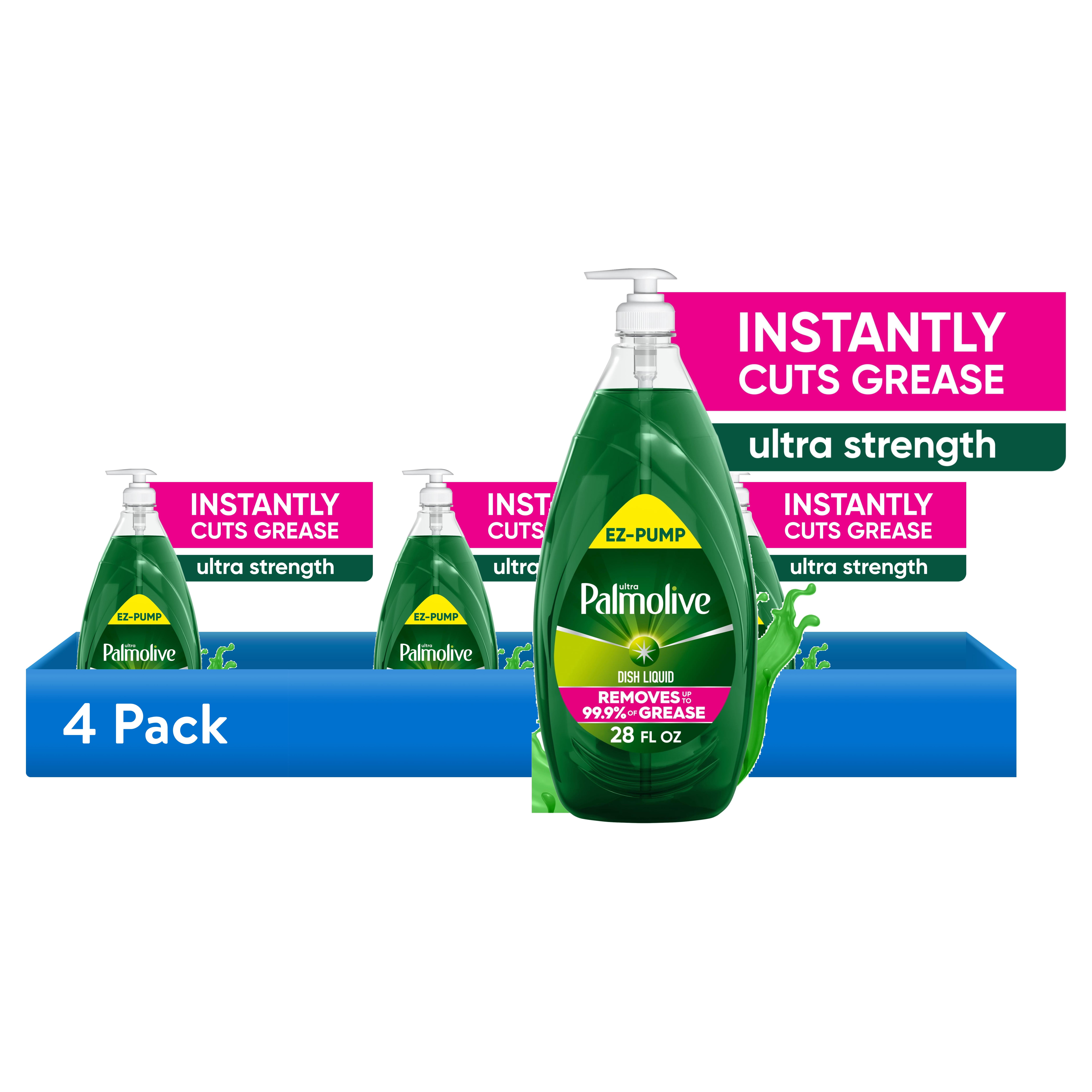 (4 pack) Palmolive Ultra Strength Liquid Dish Soap, Grease Cutting, 28 fl oz EZ-Pump, EZ-Clean Bottle