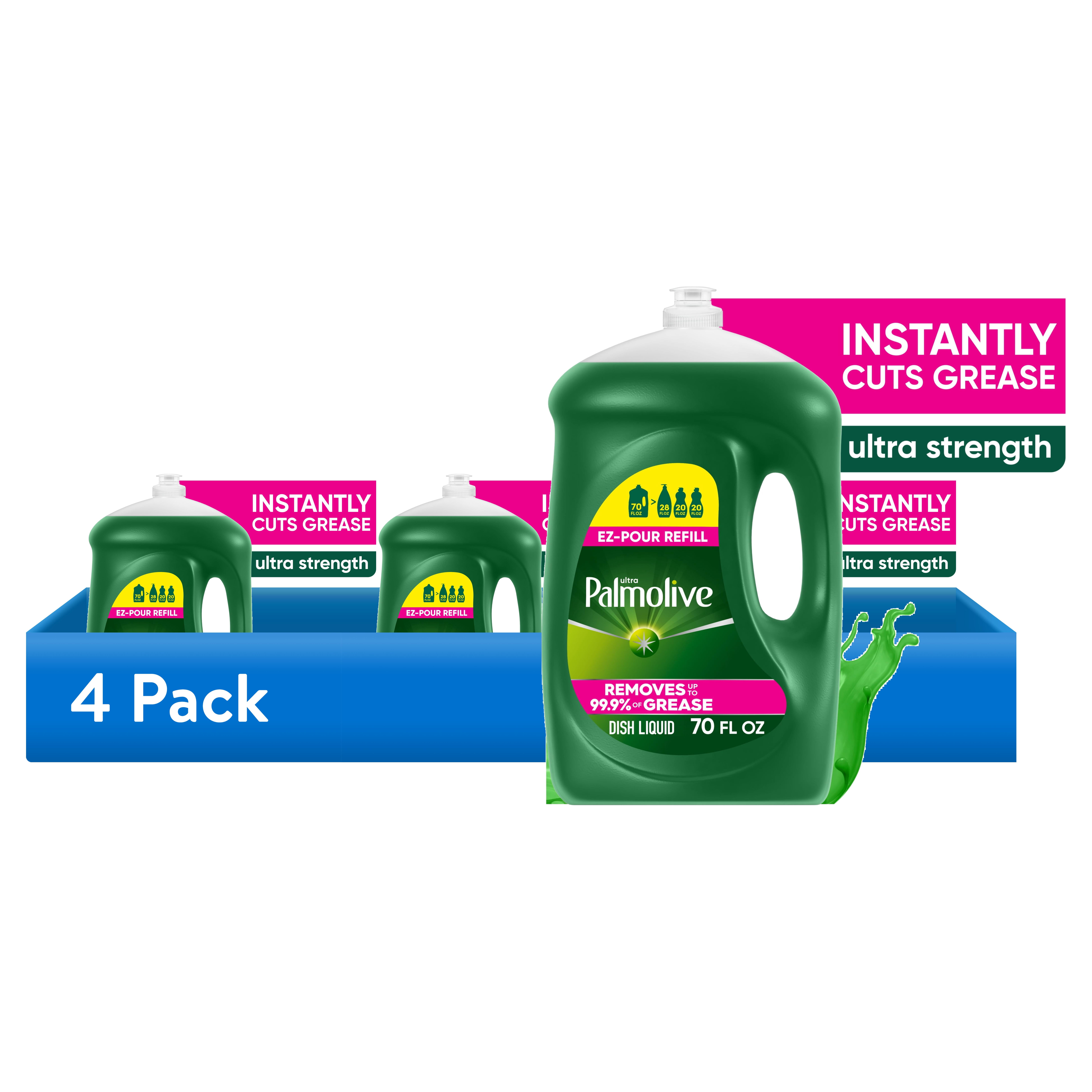 (4 pack) Palmolive Ultra Strength Liquid Dish Soap, Grease Cutting, 70 fl oz EZ-Pour Refill Bottle