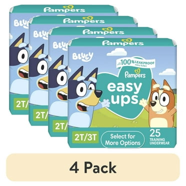 (4 pack) Pampers Easy Ups Bluey Potty Training Pants Boys Size 2T-3T, 25 Count (Select for More Options)