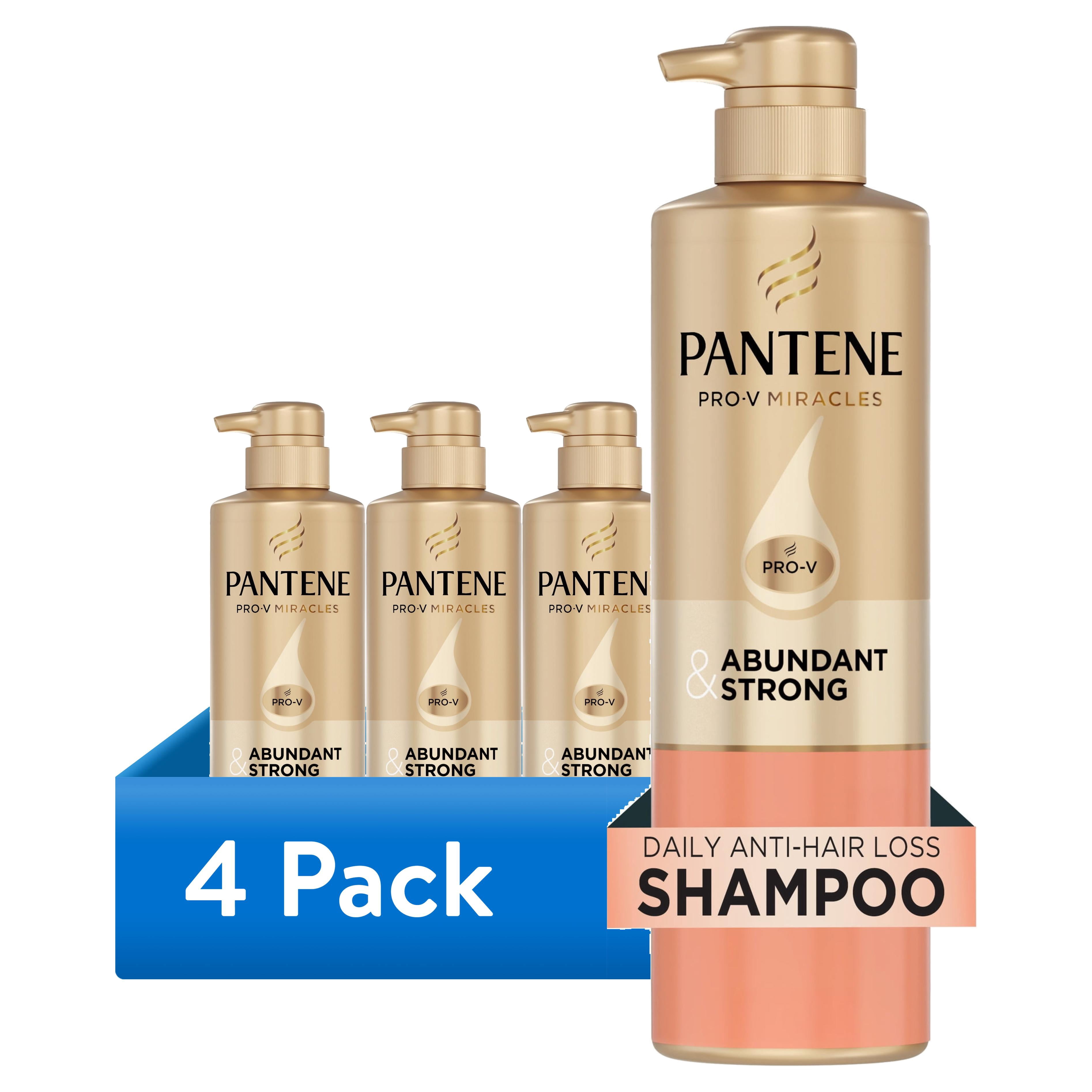 (4 pack) Pantene Abundant & Strong Shampoo, Strengthens Scalp's Hold on Hair Roots, 13.5 fl oz