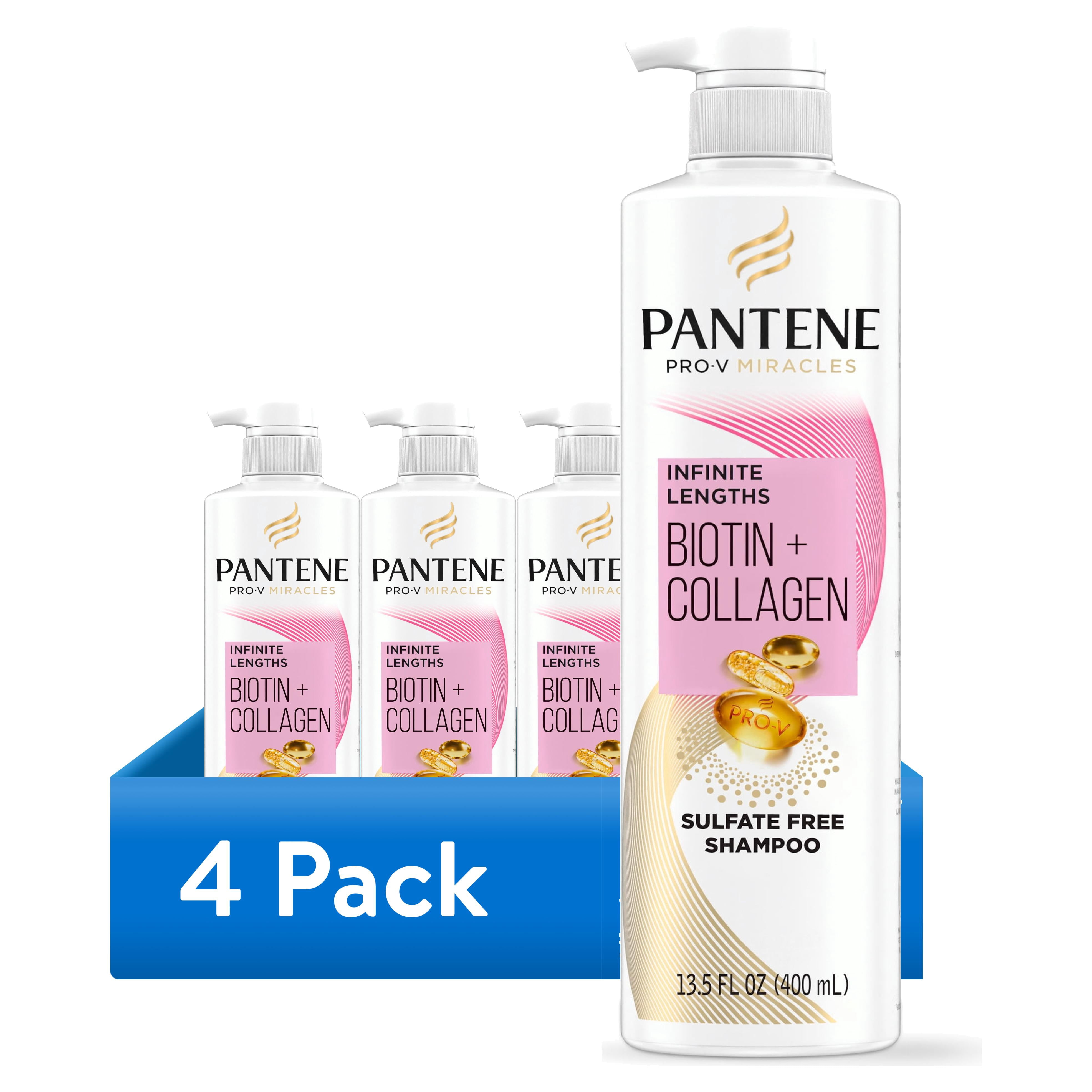 (4 pack) Pantene Pro-V Miracles Infinite Lengths Biotin + Collagen Shampoo 13.5 fl oz for All Hair Types