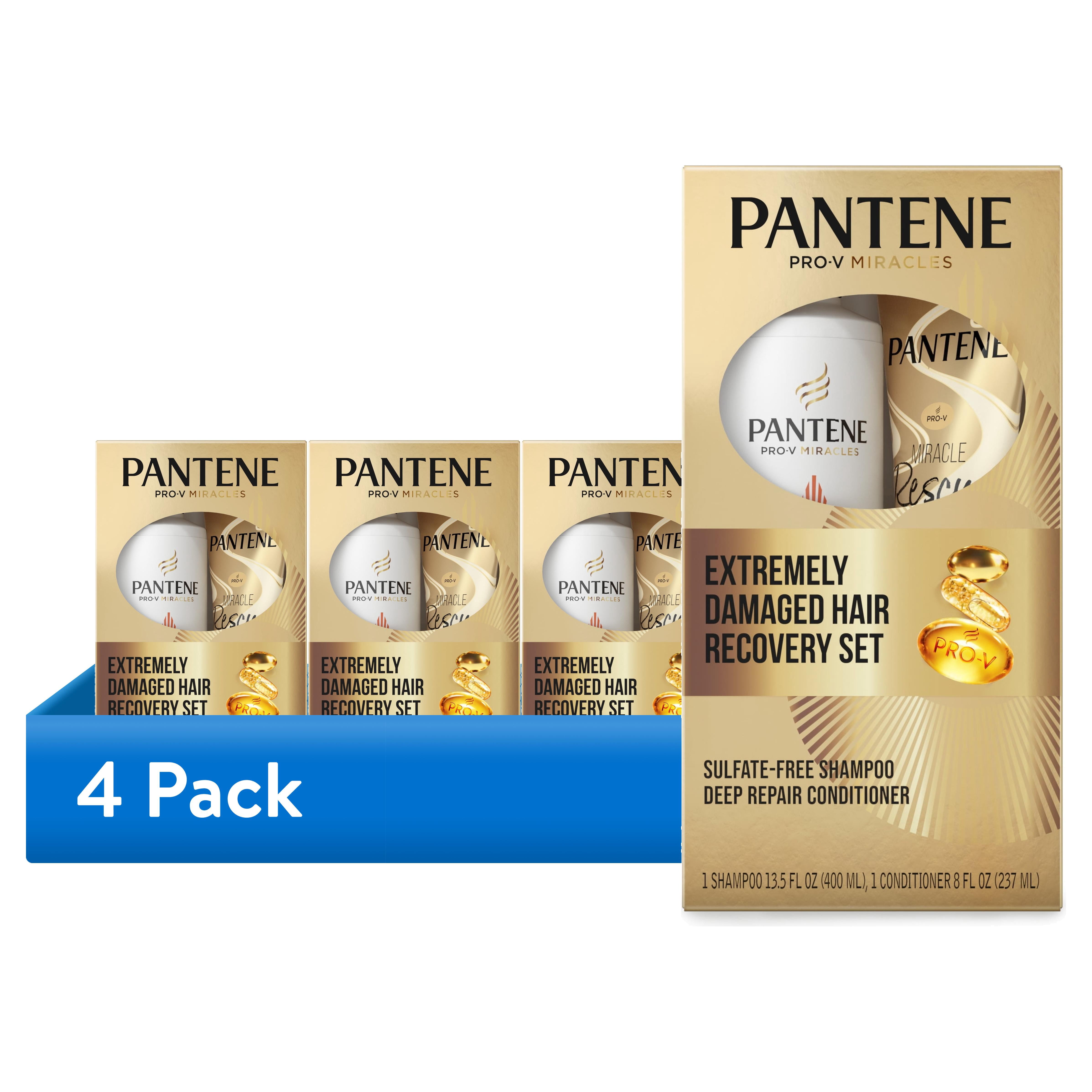 (4 pack) Pantene Pro-V Miracles Shampoo and Deep Conditioner Set, Regenerative Sulfate Free, 13.5 fl oz + 8 fl oz