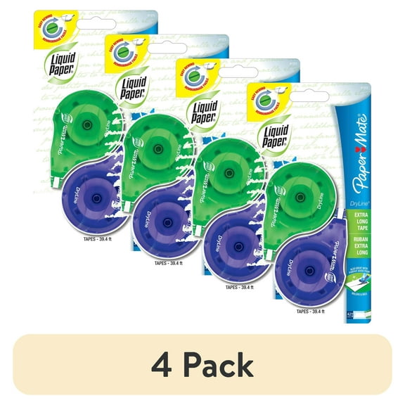 (4 pack) Paper Mate Liquid Paper DryLine Correction Tape